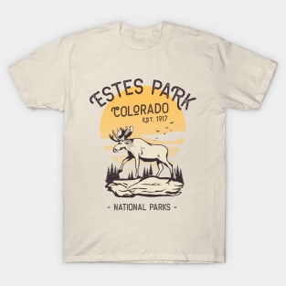 Estes Park Colorado National Park Moose Sunset T-Shirt